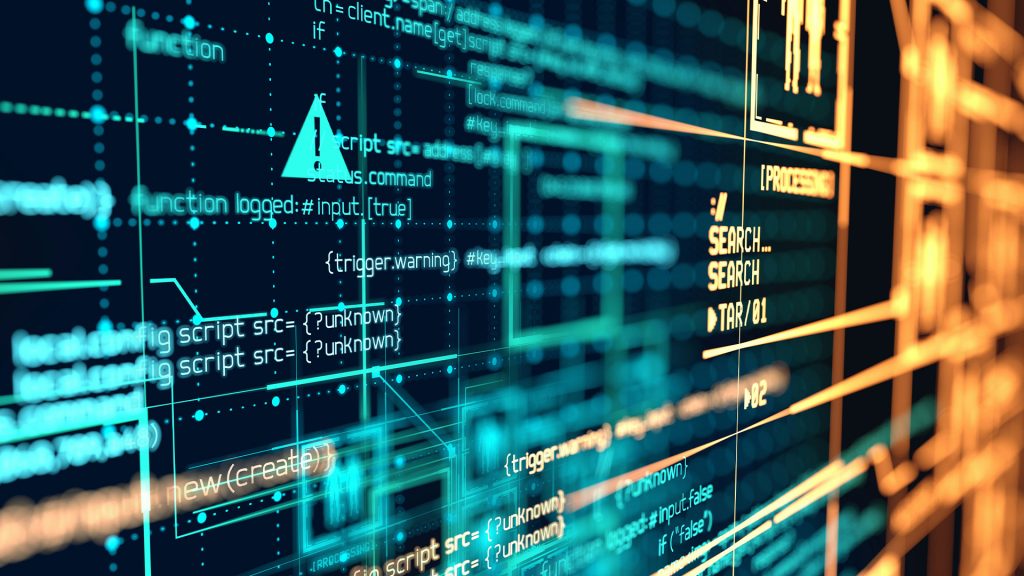 Visualisierung von Softwareentwicklung und IT-Prozessen mit digitalen Codes und Daten – Schwerpunkt auf Software & IT.
