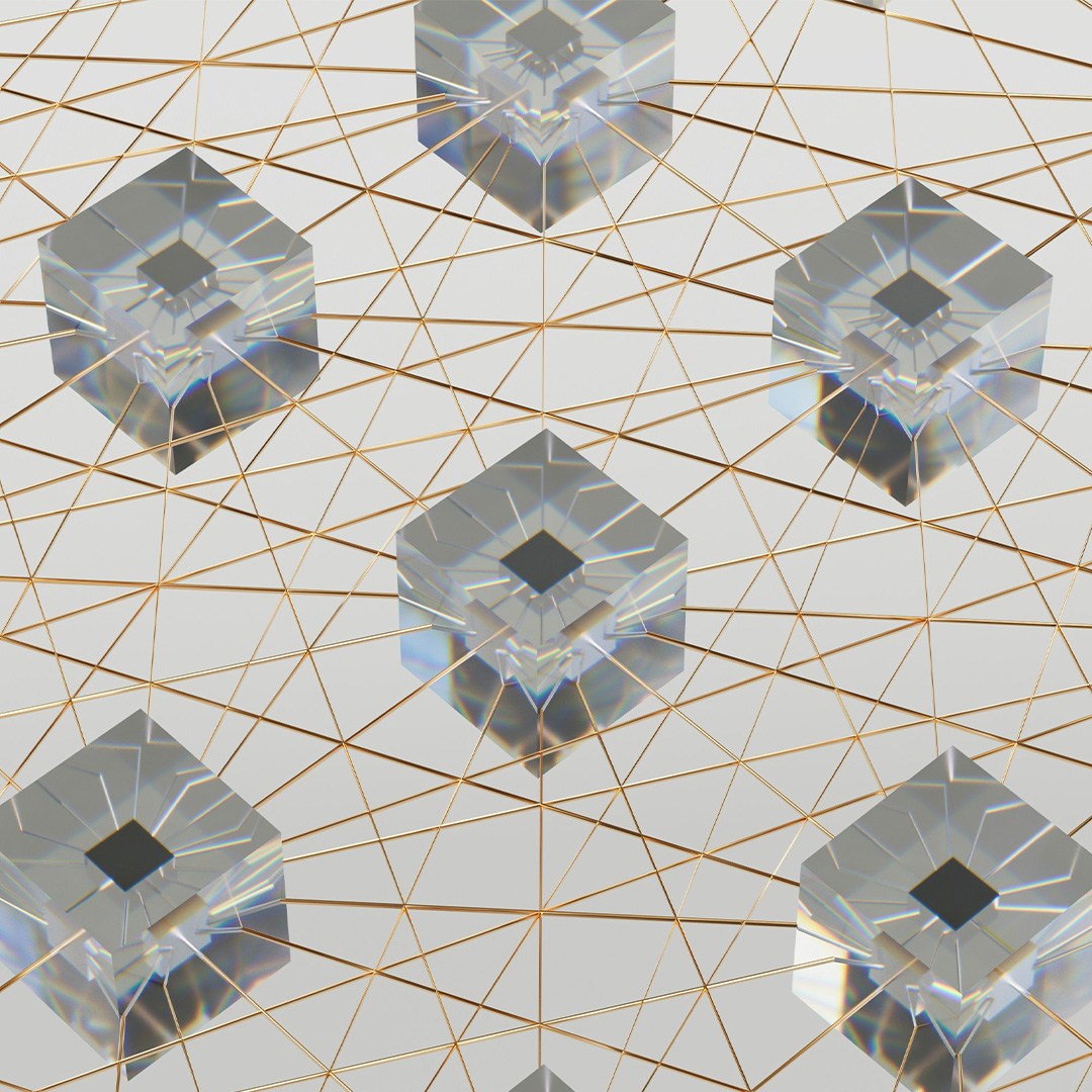 Abstrakte 3D-Darstellung vernetzter Kristallstrukturen – symbolisiert die digitale Präzision und technologische Innovationskraft von ai-predict.