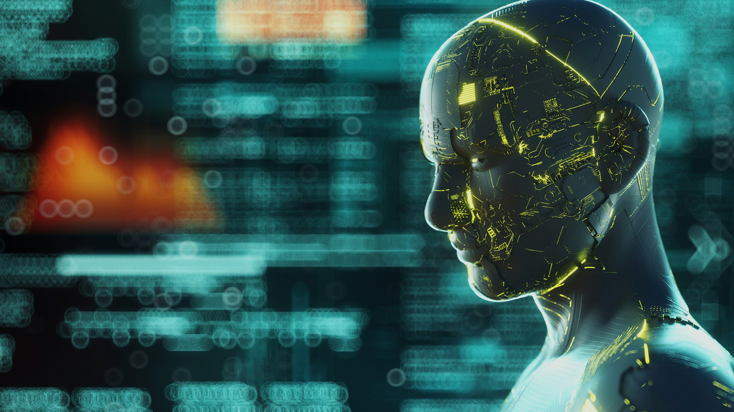 Abstrakte Darstellung eines humanoiden Roboters mit leuchtenden Datenstrukturen – symbolisiert die KI-basierte Technologie der ai-predict GmbH.