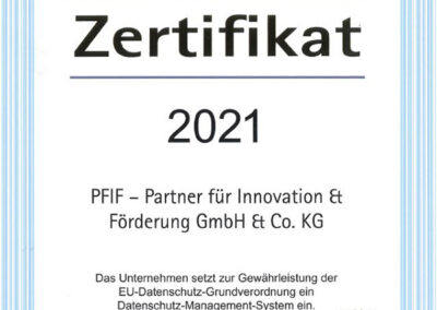 Zertifikat Datenschutz 2021