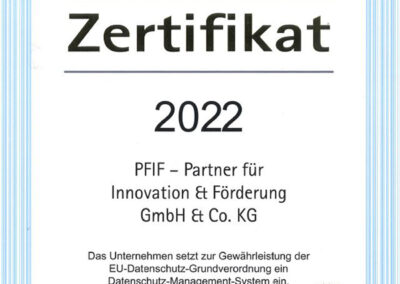Zertifikat Datenschutz 2022